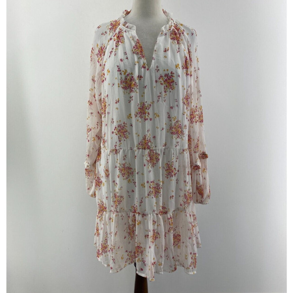 NWT Vince Camuto Ivory Floral V Neck Tiered Fit & Flare Midi Dress Womens Sz XXL - Picture 1 of 7